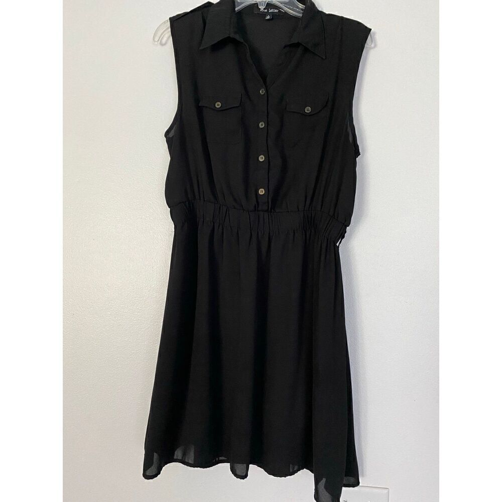 Love Letter Sheer Button Collared Sleevles Dress